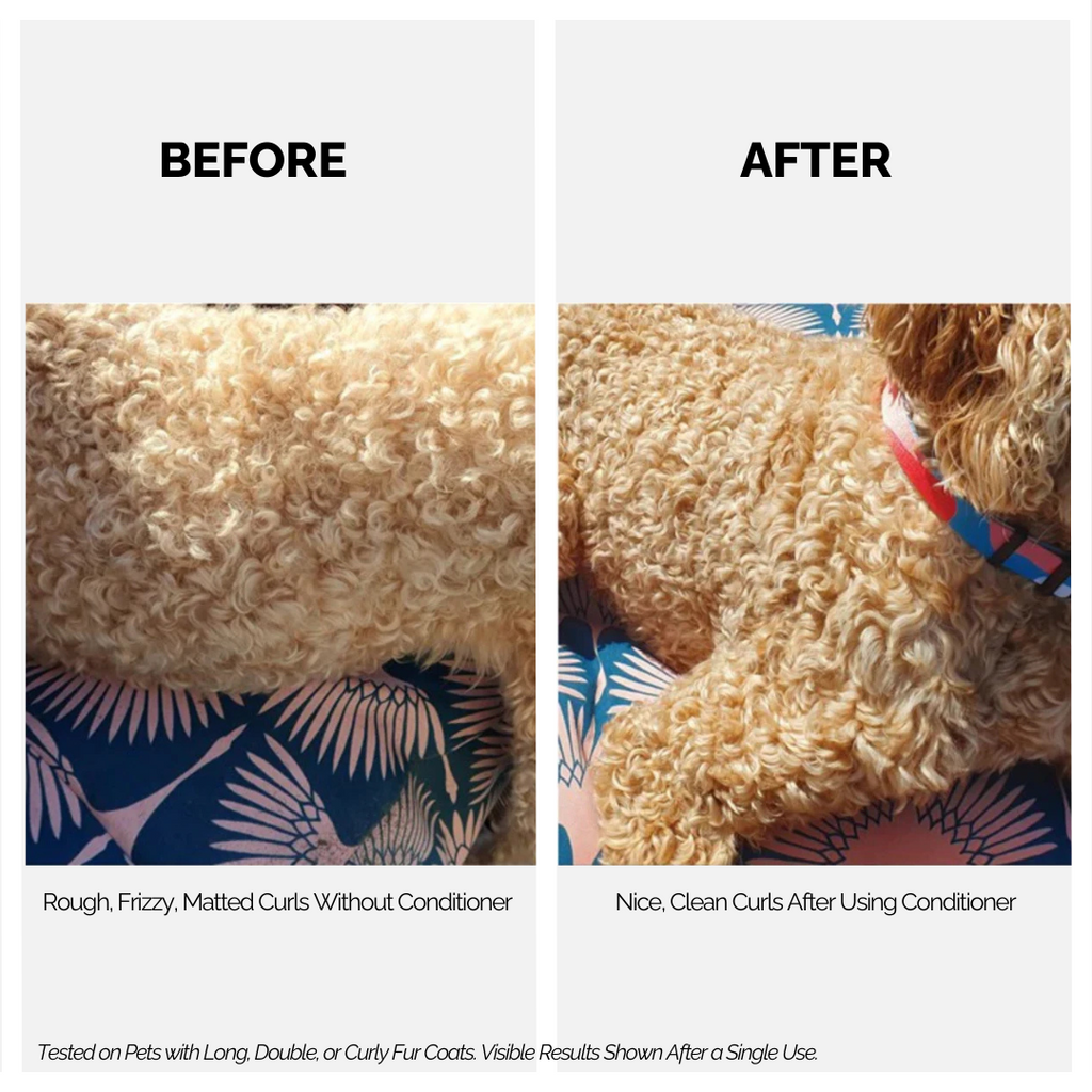 Moe Puppy 4 in 1 Conditioner, before and after of dog fur