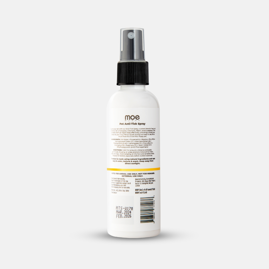 Moe Puppy Anti-tick spray bottle from back