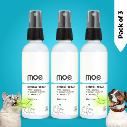 Moe Puppy Dental Spray bottle for dogs and cats pack of 3