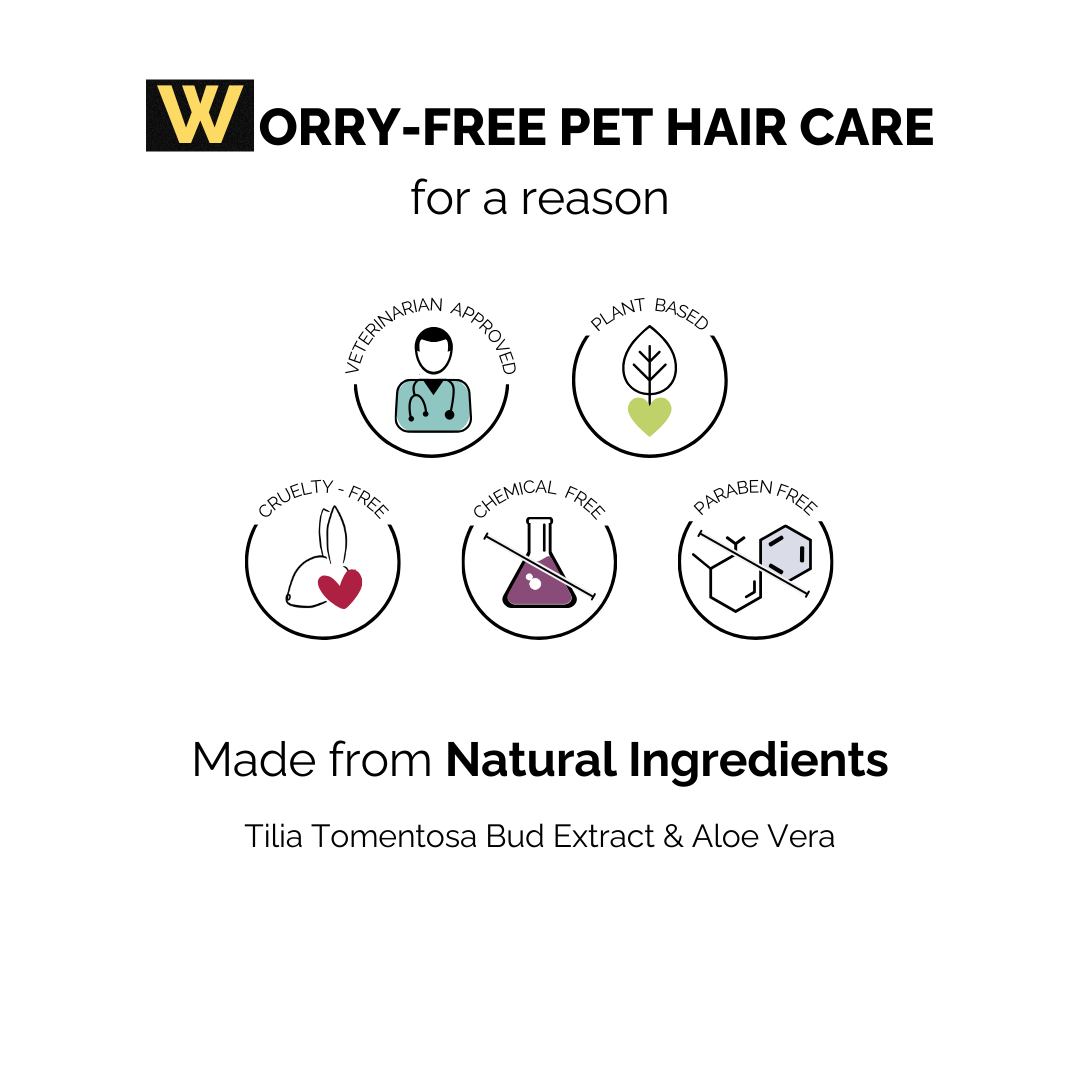 Moe Puppy Deodorizer & Detangler Spray, worry-free pet hair care, made from natural ingredients