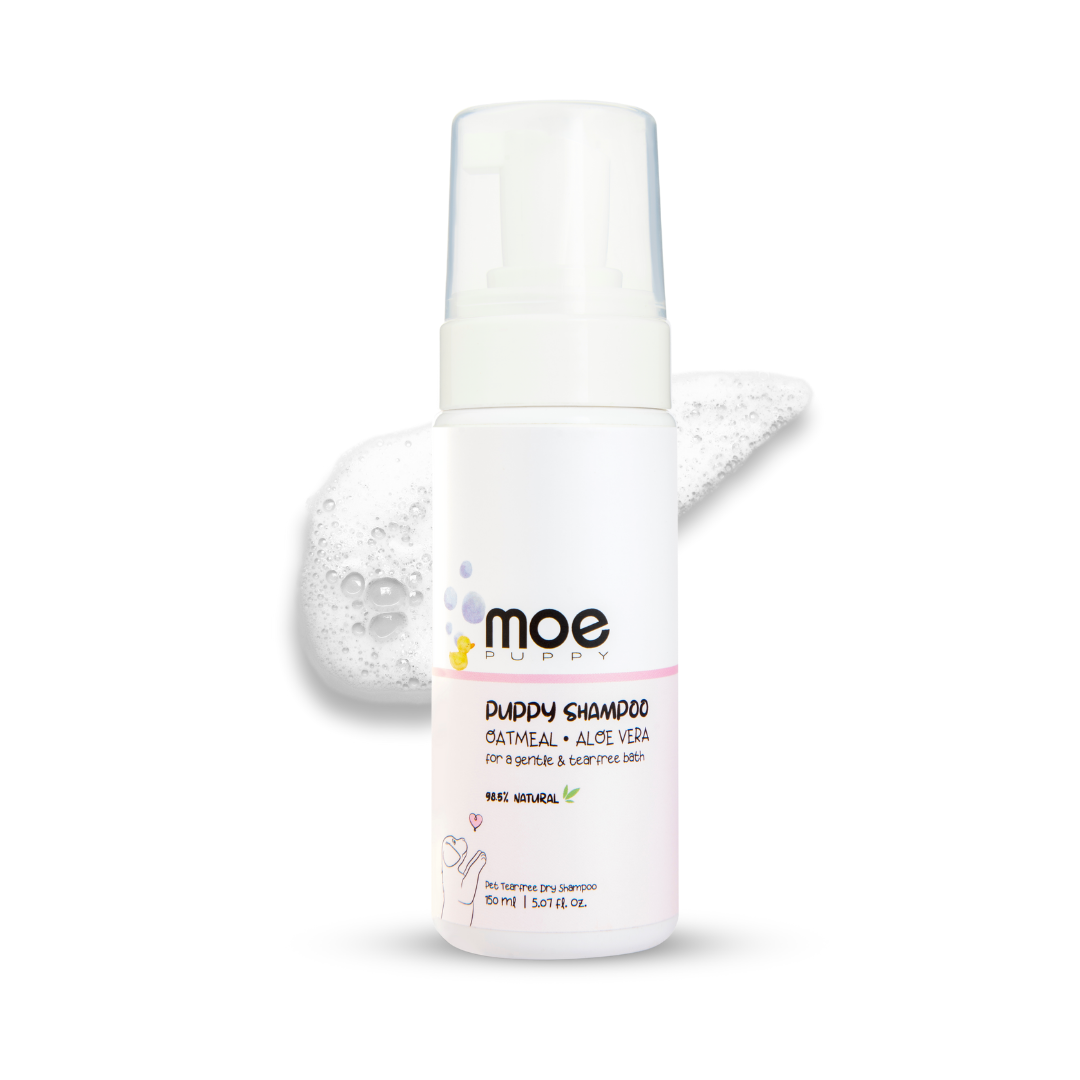 Moe Puppy Puppy Foam Shampoo bottle, good puppy shampoo