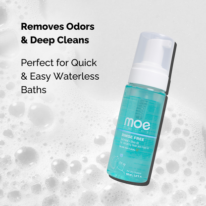 Moe Puppy Rinse Free - Dry Shampoo for Dogs & Cats removes odors and do deep cleaning 
