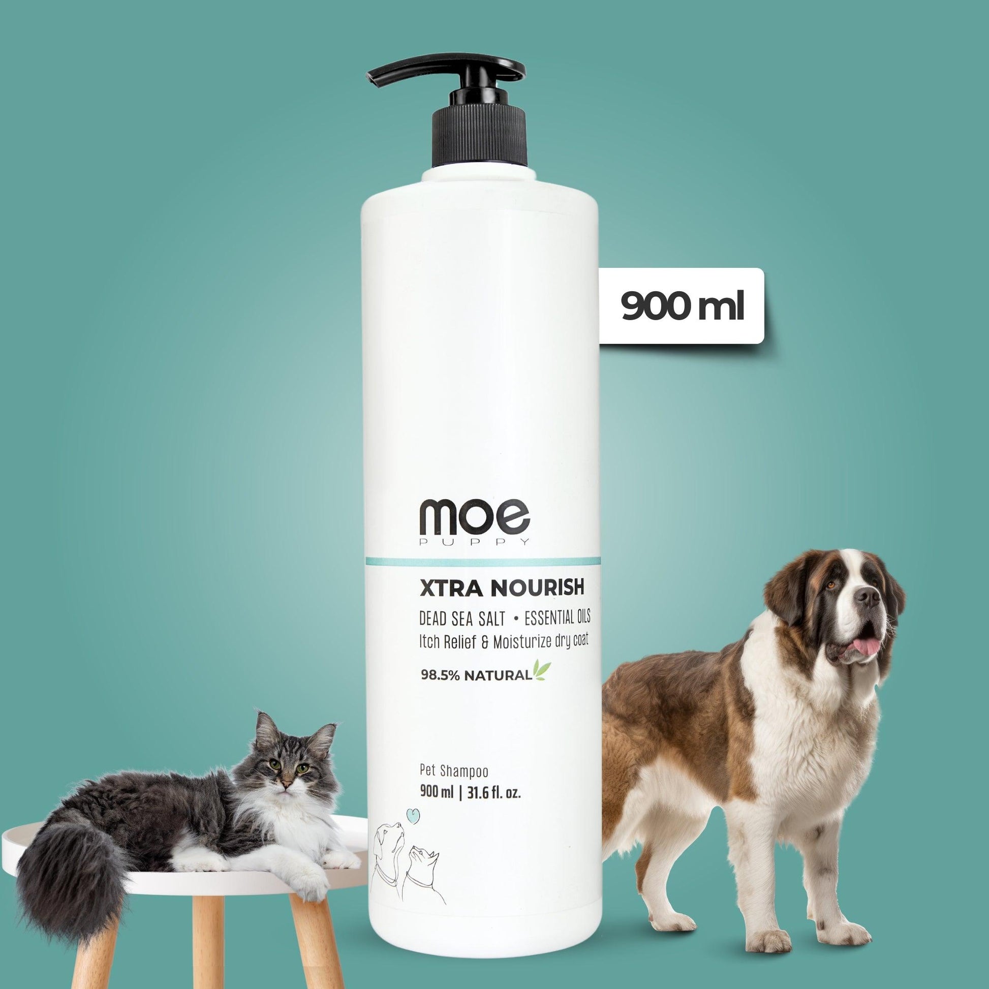 Moe Puppy Xtra Nourish Medicated Shampoo for Dogs & Cats 900ml